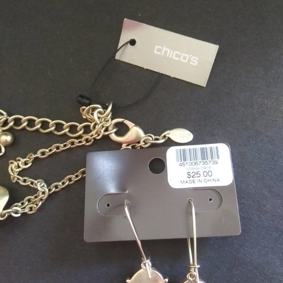 NWT CHICOS Norma long statement  Necklace matching earrings set - Picture 12 of 16